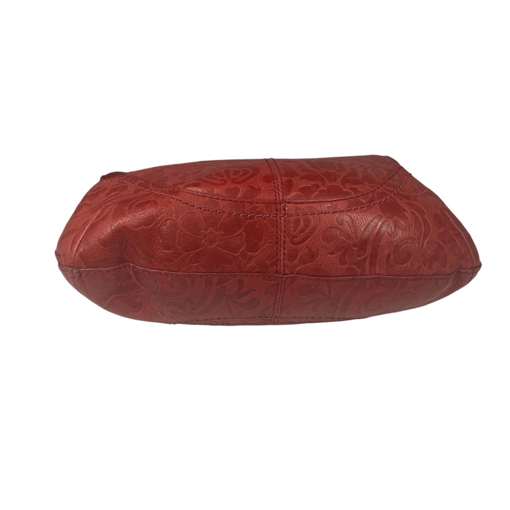 Vintage Fossil Red Embossed Leather Shoulder Bag Purse Handbag Braided Strap - Picture 5 of 6